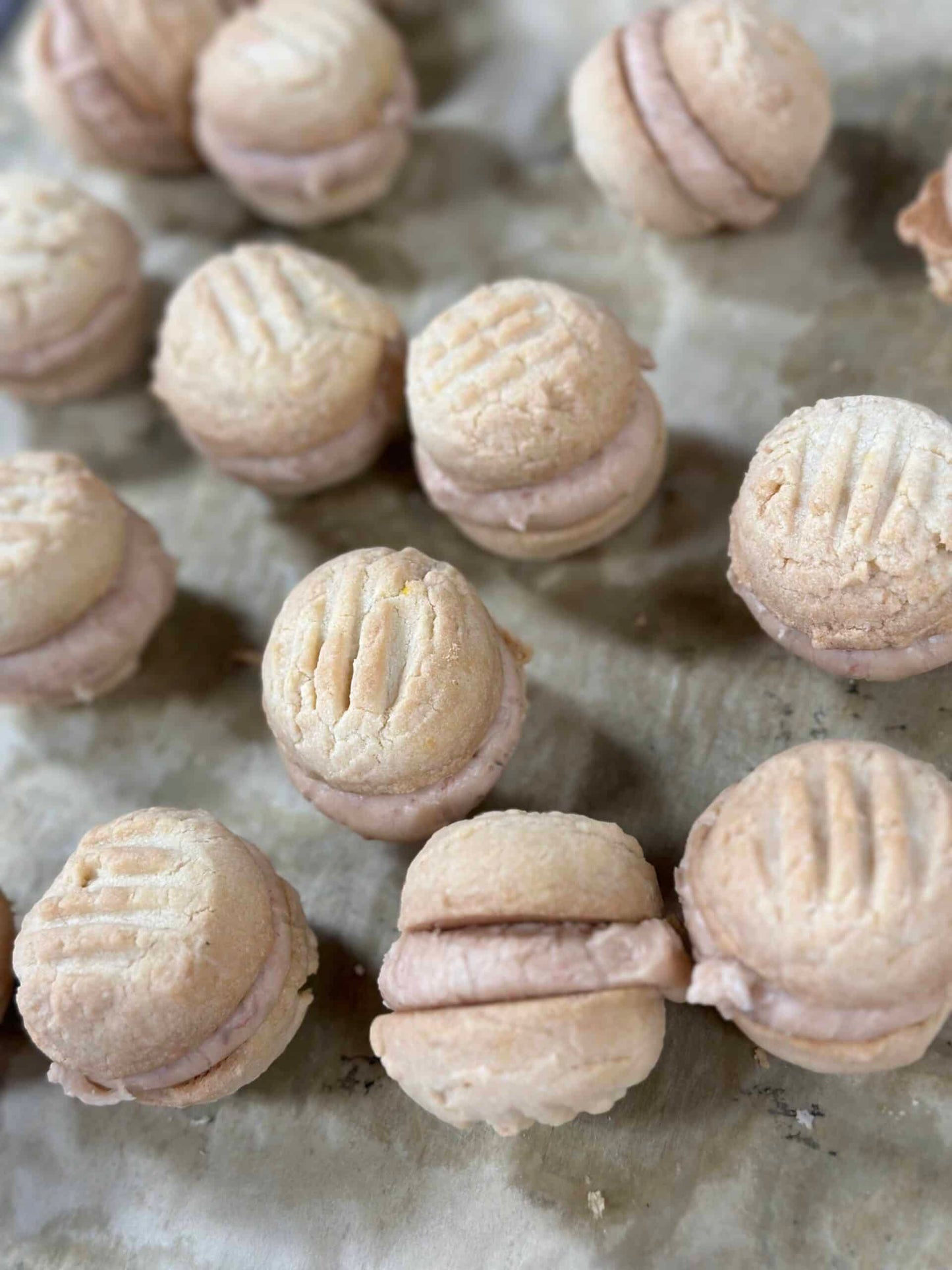 Rhubarb Shortbread Sandwich Cookies