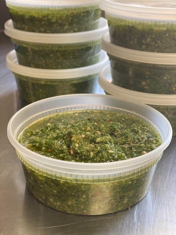 Carrot Top & Toasted Almond Pesto