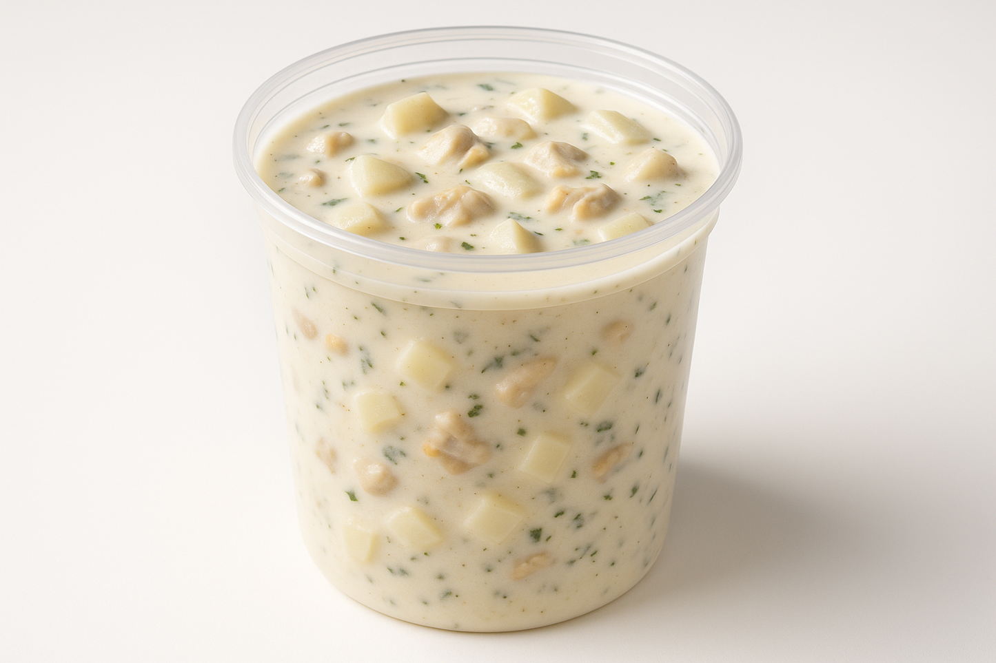clam chowder in a deli quart