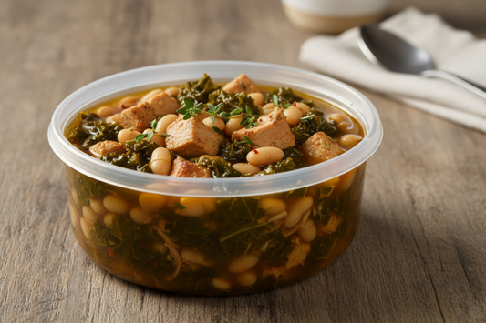 deli quart with turkey white bean and kale soup