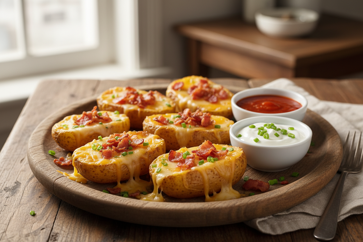 Potato Skins

With bacon and cheese, served with marinara and sour cream. about 5 halves